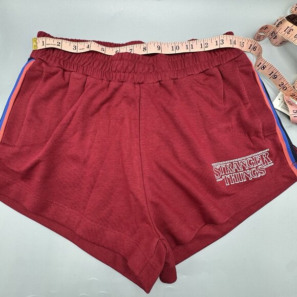 Stranger Things Logo Stripe Lounge Shorts MEDIUM New - Picture 4 of 8